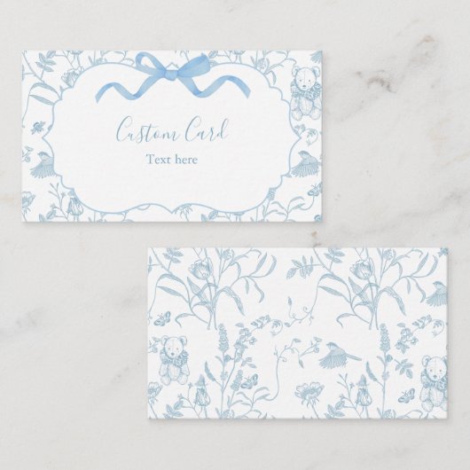 Toile Baby shower Custom Informatiekaartje (Voorkant / Achterkant)