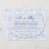  Toile Baby shower Invitation Blue Kaart (Voorkant / Achterkant)