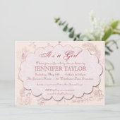  Toile Baby shower Invitation Roze Kaart (Staand voorkant)