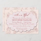  Toile Baby shower Invitation Roze Kaart (Voorkant / Achterkant)