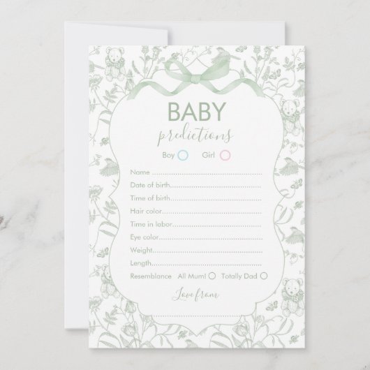 Toile Baby Voorspellingen Baby shower kaart (Voorkant)
