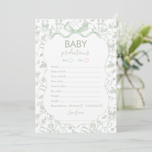 Toile Baby Voorspellingen Baby shower kaart (Staand voorkant)