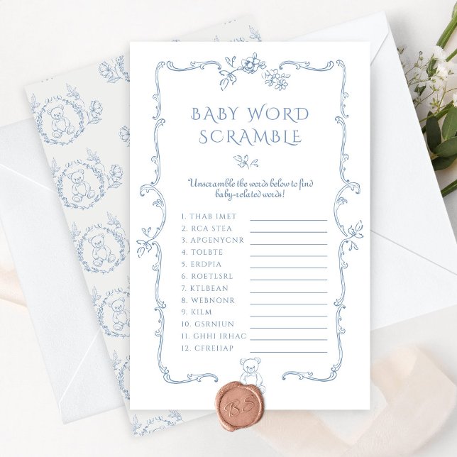 Toile Baby woord Scramble teddybeer baby shower (Creator heeft geüpload)
