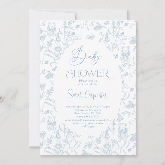 Toile Beer Baby shower Jongensuitnodiging Kaart (Voorkant)