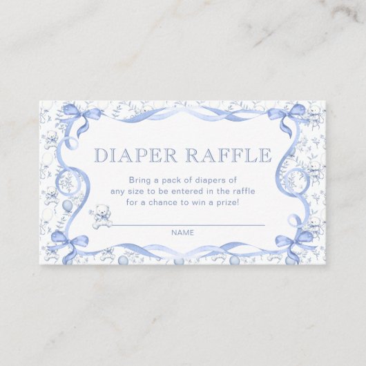 Toile Beer Baby shower Luier Raffle Tickets Informatiekaartje (Voorkant)