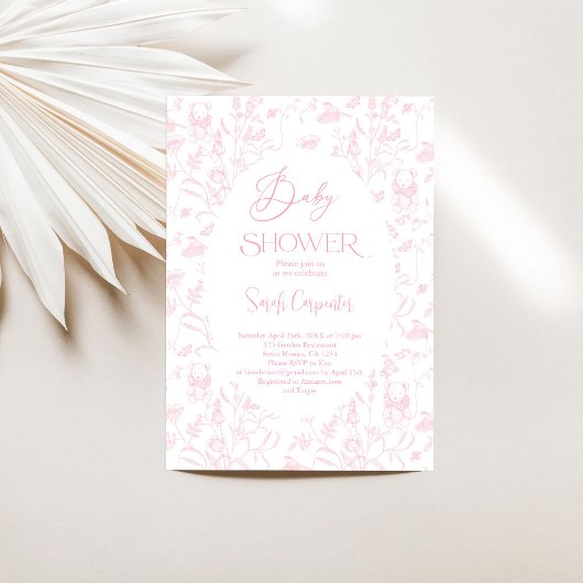 Toile Beer Baby shower Meisje Uitnodiging