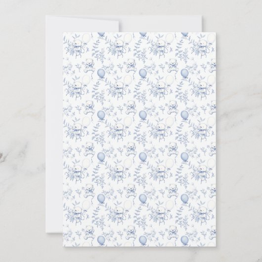 Toile Beer Blauw Baby shower Kaart (Achterkant)