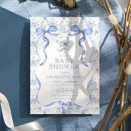 Toile Beer Blauw Baby shower Kaart