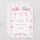 Toile Beer Roze Meisje Baby shower Kaart (Voorkant)