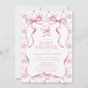 Toile Beer Roze Meisje Baby shower Kaart