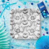 Toile Black Pumpkin 9 in. Bord Square Paper (Feest)