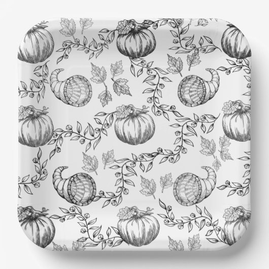 Toile Black Pumpkin 9 in. Bord Square Paper (Voorkant)