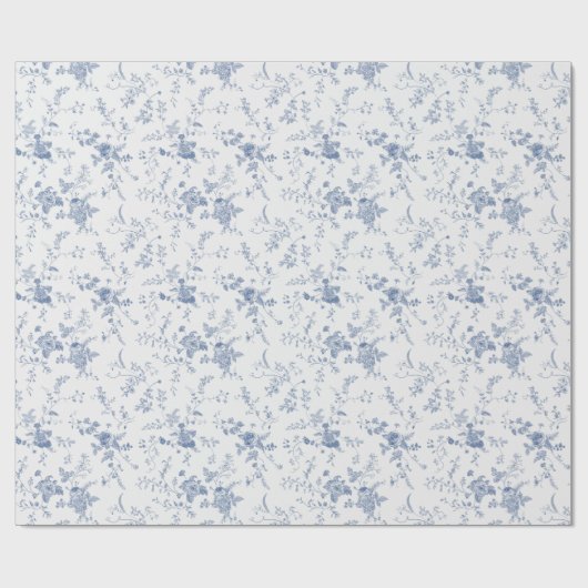 Toile  Blauw Bloemen Iets Blauw Geschenken Cadeaupapier (Vlak)