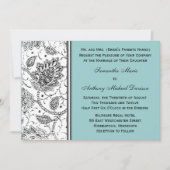 Toile Blauw en Wit Bruiloft Uitnodigingen (Voorkant)