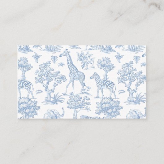 Toile Blauw grillige Safari Luier loterij ticket Informatiekaartje (Achterkant)