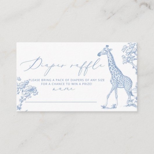 Toile Blauw grillige Safari Luier loterij ticket Informatiekaartje (Voorkant)