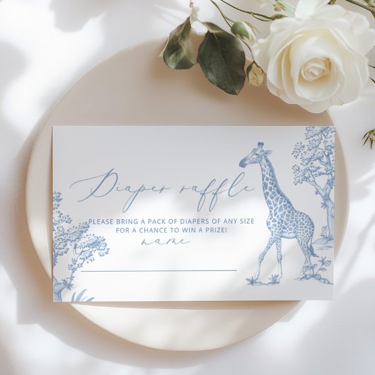 Toile Blauw grillige Safari Luier loterij ticket Informatiekaartje