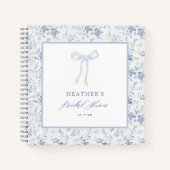 Toile Blauwe Strik Bruidsfeest Gastboek Notitieboek (Voorkant)