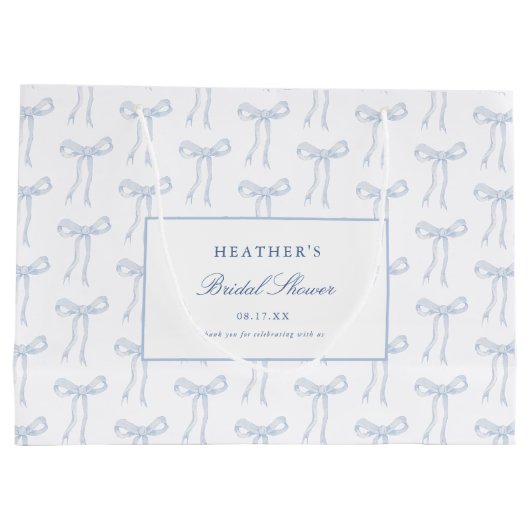 Toile Blauwe Strik Knoop De Knoop Blauwe Bruilofts Groot Cadeauzakje (Achterkant)