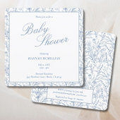 Toile Blue Botanical Line getrokken Baby shower Kaart