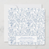 Toile Blue Botanical Line getrokken Baby shower Kaart (Achterkant)
