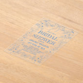 Toile Blue Bow Bruids Douche Uitnodiging (Laagn)