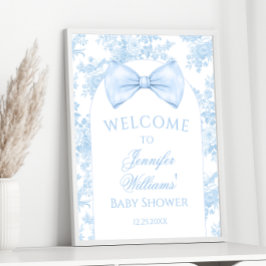 Toile Blue Bow De Baby Boy Douche Welkomstbord Poster