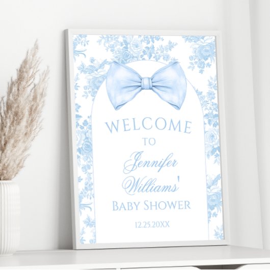 Toile Blue Bow De Baby Boy Douche Welkomstbord Poster