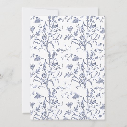 Toile Blue bruiloft Kaart (Achterkant)