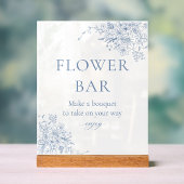 Toile Blue Bruiloftsshower bloemenbar Acryl Bord