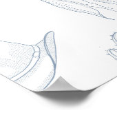 Toile Blue Cowboy Welkom baby shower Poster (Hoek)