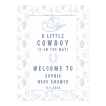 Toile Blue Cowboy Welkom baby shower