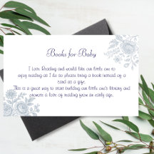 Toile Blue Floral Boeken voor Baby shower Kaart