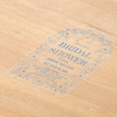 Toile Blue Floral Bow Vrijgezellenfeest Acryl Uitnodigingen (Laagn)