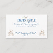 Toile Blue  Floral Nurse Baby shower Luier Informatiekaartje (Voorkant)