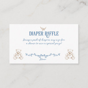 Toile Blue  Floral Nurse Baby shower Luier Informatiekaartje