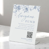 Toile Blue Floral Wedding Honeymoon Fund Reclamebord Met Voetstuk