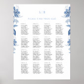Toile Blue Floral Wedding Zitting Grafiek Poster (Voorkant)