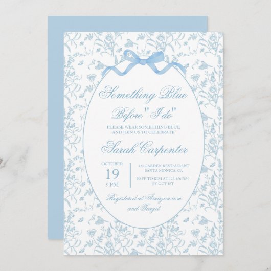 Toile Blue Vrijgezellenfeest Kaart (Voorkant / Achterkant)