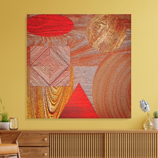 Toile Bois - geometrische gestructureerde vormen Canvas Afdruk (Insitu (Woonkamer))