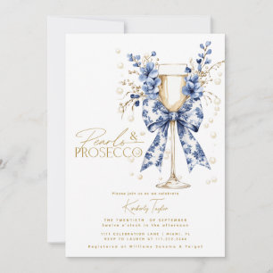 Toile Bow Floral Pearls & Prosecco Vrijgezellenfee Kaart