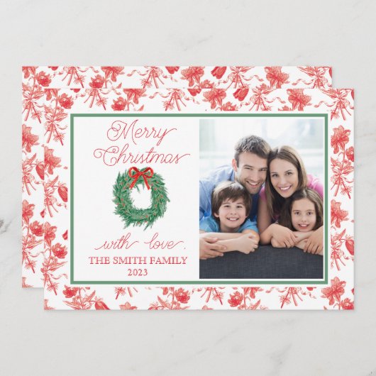 Toile Bow krans kerst Kaart (Voorkant / Achterkant)