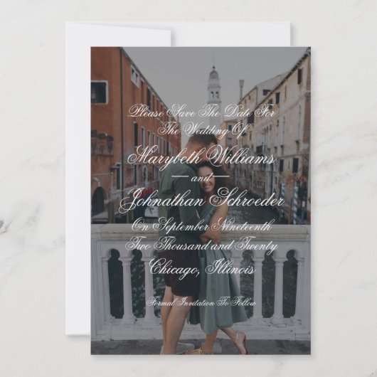 Toile & Calligrafie sparen de Datum Fotokaart Save The Date (Voorkant)