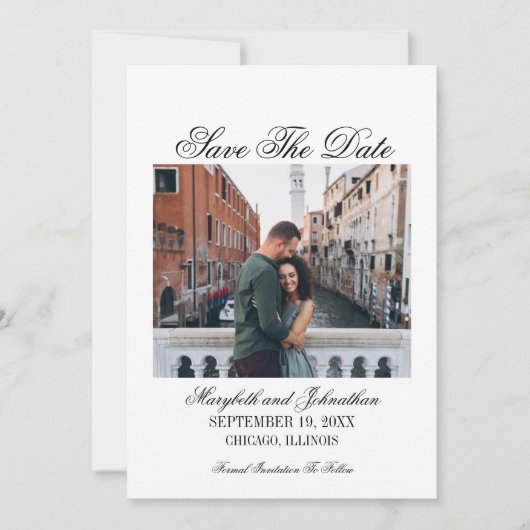 Toile & Calligrafie sparen de Datum Fotokaart Save The Date (Voorkant)