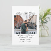 Toile & Calligrafie sparen de Datum Fotokaart Save The Date (Staand voorkant)