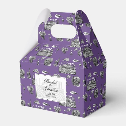 Toile & Calligraphy Editable Wedding Bedankdoosjes (Voorkant Zijde)