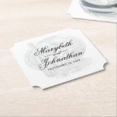 Toile & Calligraphy Editable Wedding Kartonnen Onderzetters (Gekanteld)