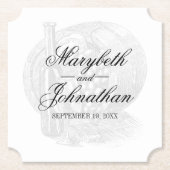Toile & Calligraphy Editable Wedding Kartonnen Onderzetters (Voorkant)