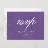 Toile & Calligraphy Editable Wedding RSVP Briefkaa Feestdagenkaart (Voorkant / Achterkant)