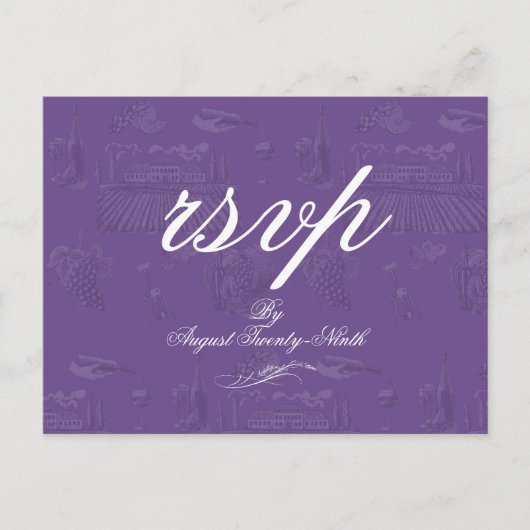 Toile & Calligraphy Editable Wedding RSVP Briefkaa Feestdagenkaart (Voorkant)